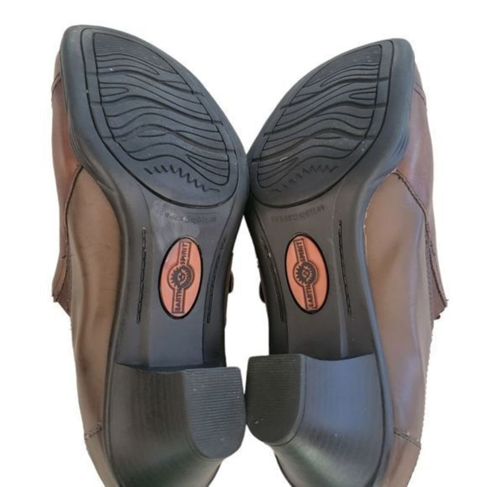 Earth Spirit brown leather mules 2 inch heels clogs size 8.5 - Picture 5 of 6